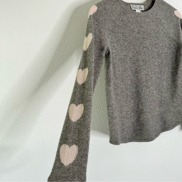 Future Paradise Anthropologie 100% Cashmere Heart Sleeve Sweater Small - Picture 4 of 6